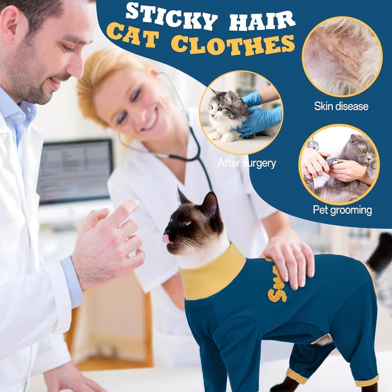 T'CHAQUE Sticky Hair Cat Onesie Pajamas, Soft Long Sleeve Cat Clothes, Anti-Shedding, Surgery Recovery Suit, Wound Protection & Preventing Licking, Kitten Sweaters for Male & Female-M - Image 5